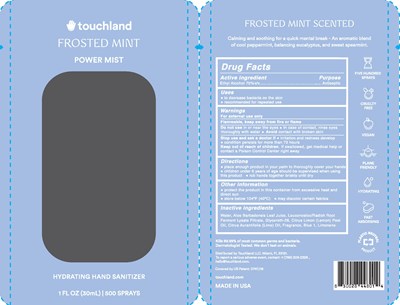 Label - Touchland Hand Sanitizer   FROSTED MINT